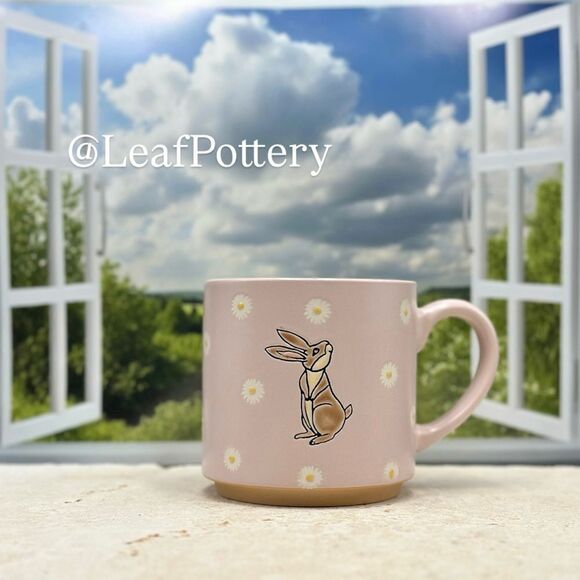 Kenny Bunny with Daisy Flowers Pink Ceramic 18oz Mug - Picture 1 of 10